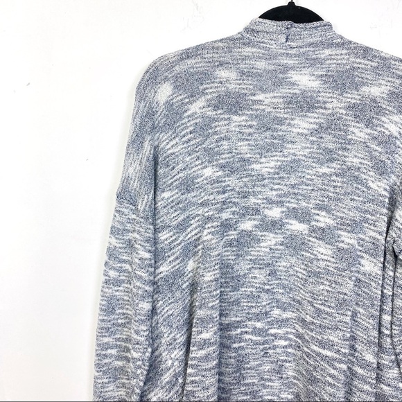 Ady P Space Dye Draped Open Front Waterfall Long Sleeve Cardigan in Blue Size XL - Picture 8 of 11